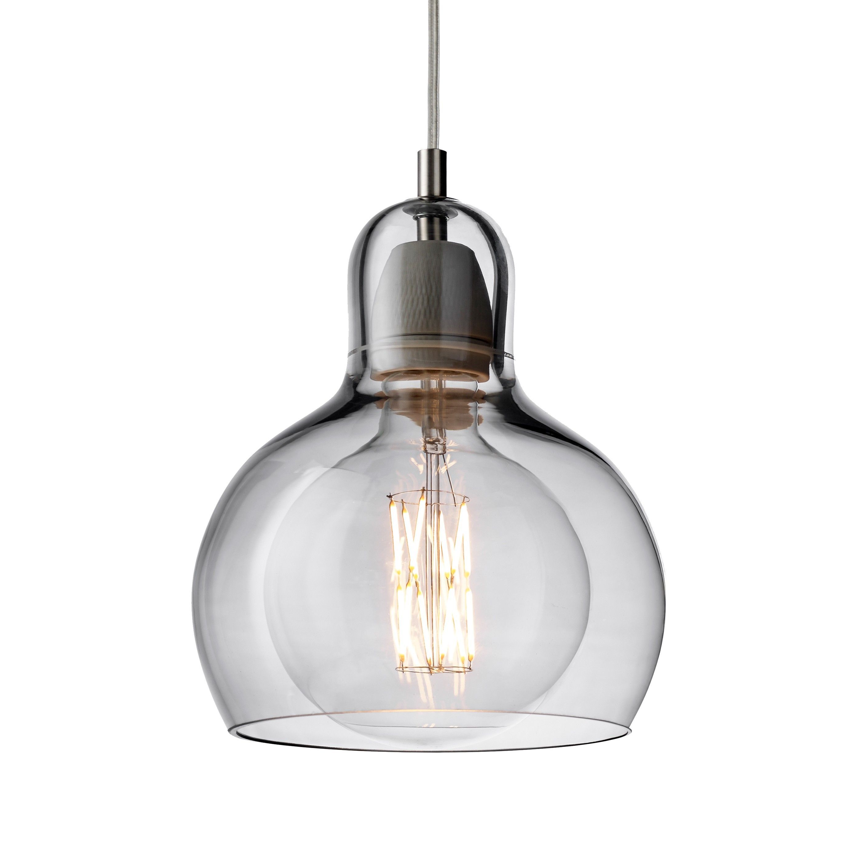&tradition Mega Bulb hanglamp Ø18 zilver, transparant snoer | Flinders
