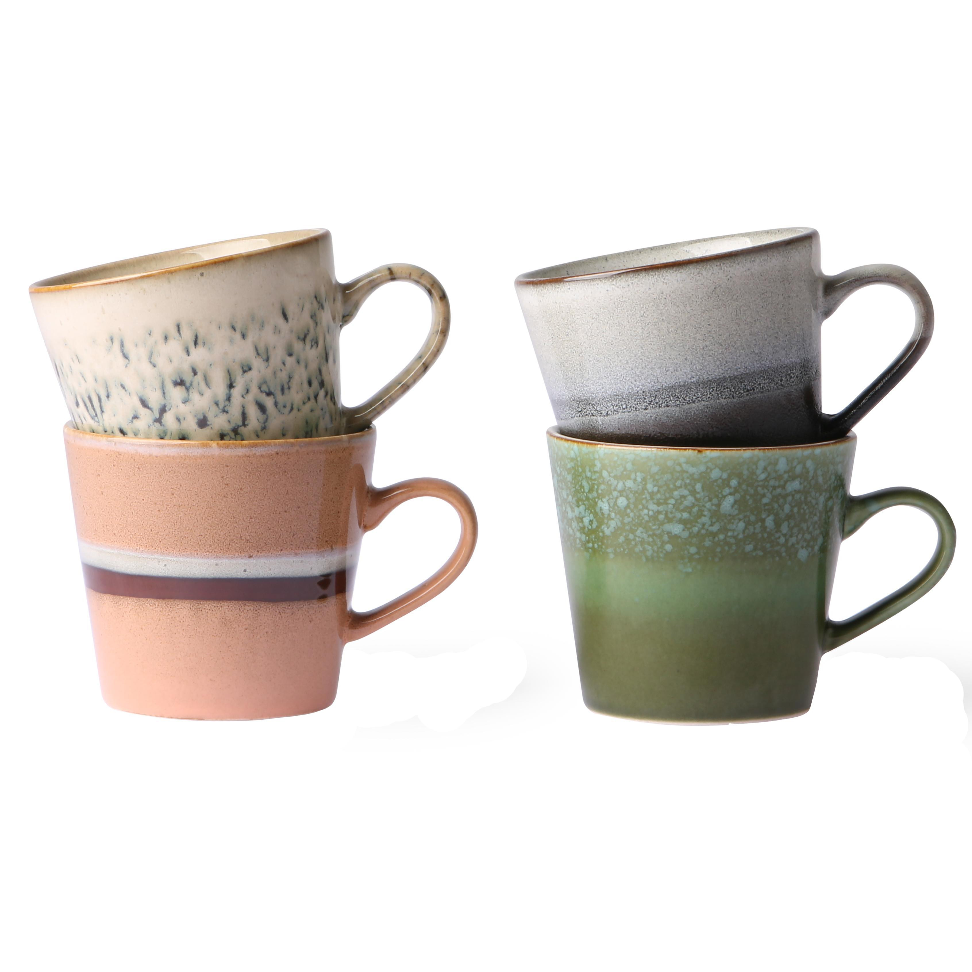HKliving 70's Ceramic Cappuccino mok kopjes set van 4 virgo | Flinders