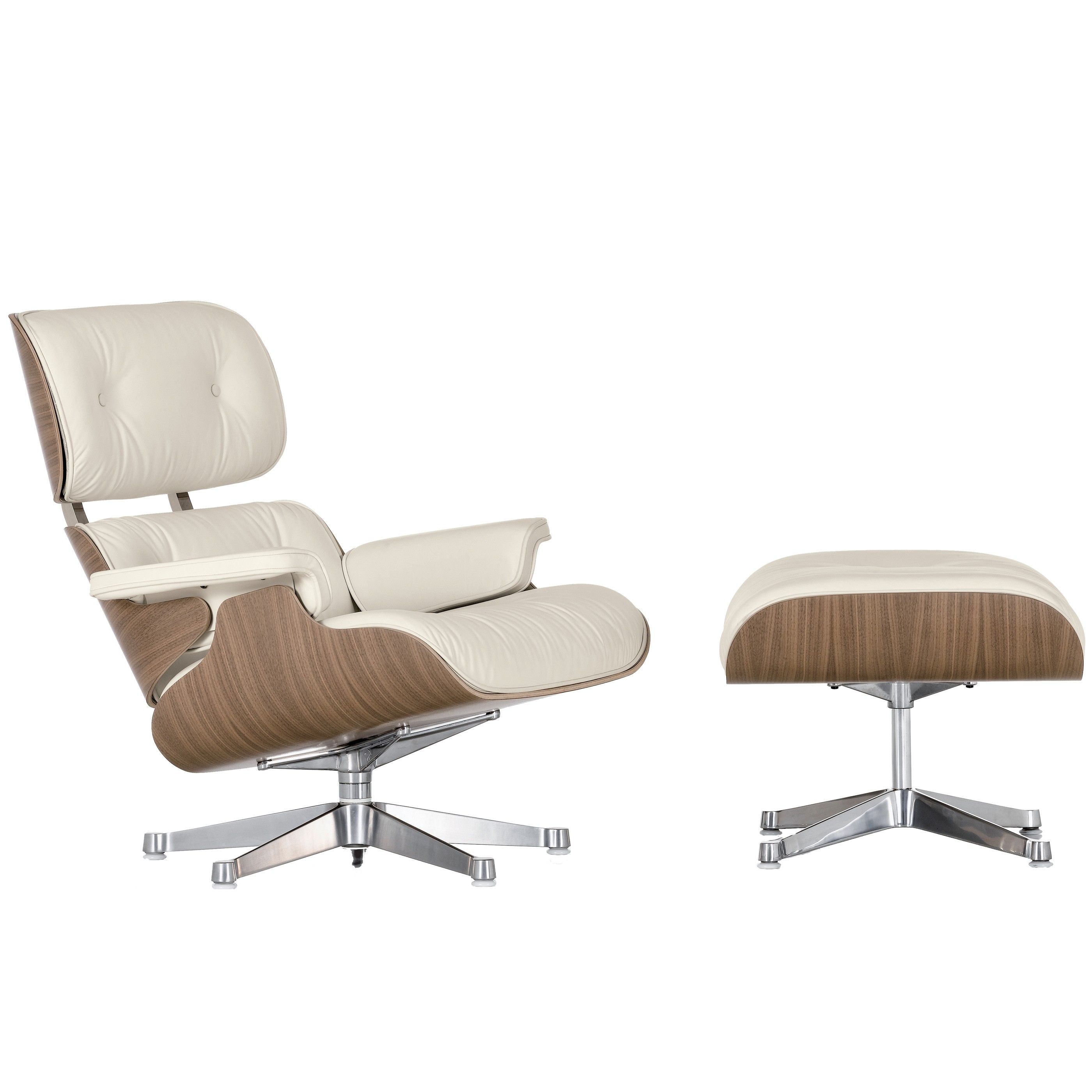 Vitra Eames Lounge chair met Ottoman fauteuil (nieuwe afmetingen) sneeuwwit  | Flinders