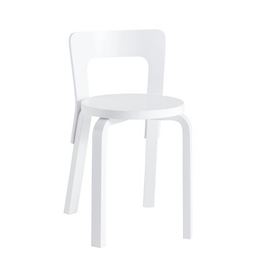65 stoel wit gelakt, wit gelakt onderstel