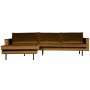 Rodeo Velvet met chaise longue links Honing Geel