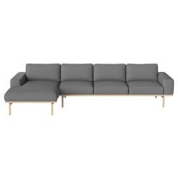 Elton bank 4-zits met chaise longue links grijs