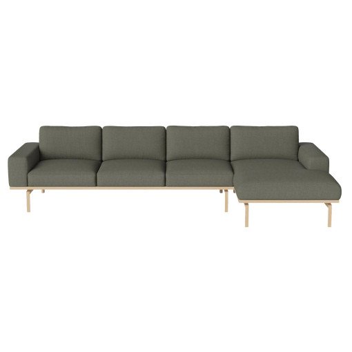 Elton bank 4-zits met chaise longue rechts groen