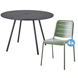 Area tuinset 110 tuintafel + 4 Copenhagen City tuinstoelen Olive Green