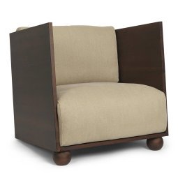 Rum Lounge fauteuil rich linen dark stained natural