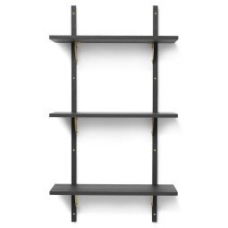 Sector Shelf wandplank triple narrow Dark Stained Ash/Brass