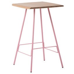 Leina bar tafel 70x70 natural, roze onderstel