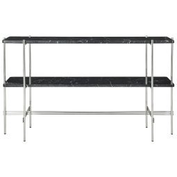 TS console 120x30x72 polished steel black marquina marble