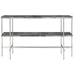 TS console 120x30x72 polished steel grey emperador marble