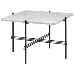 TS salontafel 55x55 zwart/wit marmer