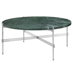 TS salontafel 80 polished steel green guatemala marble