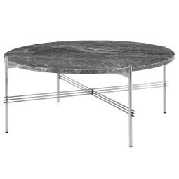 TS salontafel 80 polished steel grey emperador marble