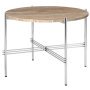 TS bijzettafel 55 polished steel warm taupe travertine