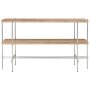 TS console 120x30x72 polished steel warm taupe travertine