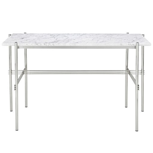 TS bureau 120x60 polished steel white carrara marble