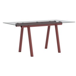 Boa tafel 220x110 Barn Red frame, glazen blad