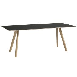 Copenhague CPH30 tafel 200x90, gezeept eiken, zwart linoleum