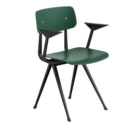 Result stoel met armleuningen black power coated steel forest green