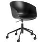 About a Chair AAC52 bureaustoel met vast zitkussen, onderstel zwart, kuip Black, Sierra Leather SI1001