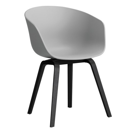 AAC22 stoel zwart gelakt eiken onderstel Concrete Grey