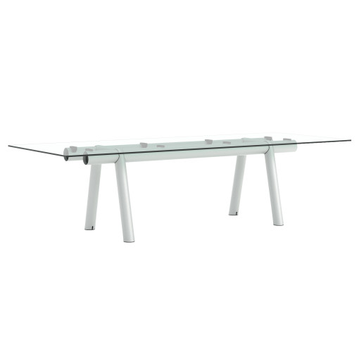 Boa tafel 280x110 Metallic Grey frame, glazen blad