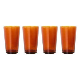 70's Glassware thee glas set van 4 amber brown