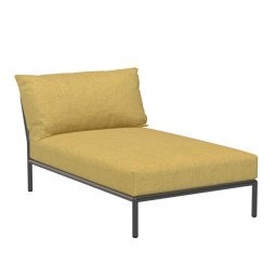 Level2 Chaise Longue ligbed frame donkergrijs stof dijon