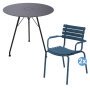 ReClips tuinset Circum tuintafel zwart + 2 ReClips tuinstoelen met armleuning blauw