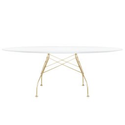Glossy tafel 194x120 goud/wit