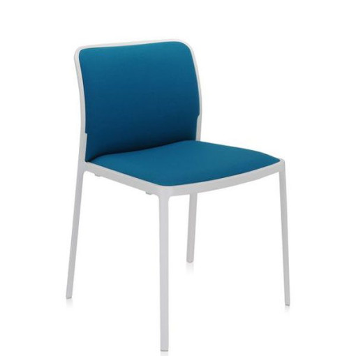 Audrey Soft chair stoel wit onderstel, bekleding blauwgroen