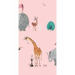 Animal Mix behang pink