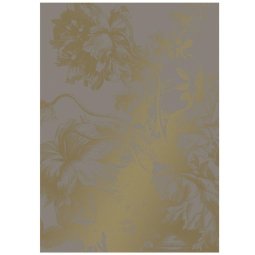 Engraved Flowers behang gold metallic grey 4 banen