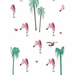 Flamingo behang