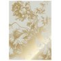 Engraved Flowers 2 gold metallic behang 4 banen