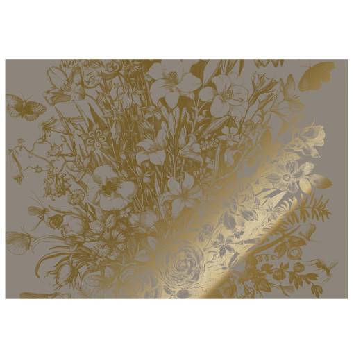 Engraved Flowers 10 gold metallic behang 8 banen