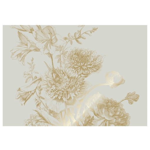 Engraved Flowers 11 gold metallic behang 8 banen