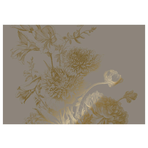 Engraved Flowers 13 gold metallic behang 8 banen