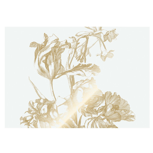 Engraved Flowers 4 gold metallic behang 8 banen