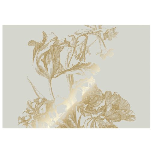 Engraved Flowers 5 gold metallic behang 8 banen