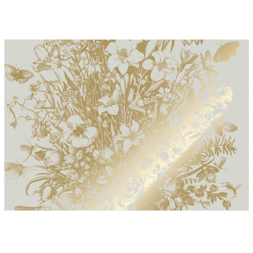 Engraved Flowers 8 gold metallic behang 8 banen