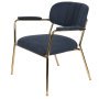 Parton Fauteuil goud onderstel met arm goud donkerblauw