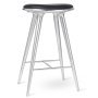 High Stool barkruk 74 gerecycled aluminium, zwart leer