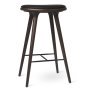 High Stool barkruk 74 donker beuken, zwart leer