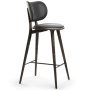 High Stool barkruk met rugleuning 69 grijs eiken/zwart leer