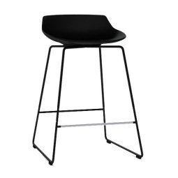 Flow Stool barkruk 65cm zwart met slede onderstel antraciet