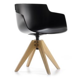 Flow Slim Armchair stoel met naturel eiken onderstel zwart