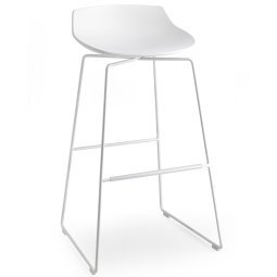 Flow Stool barkruk 78cm wit met slede onderstel wit