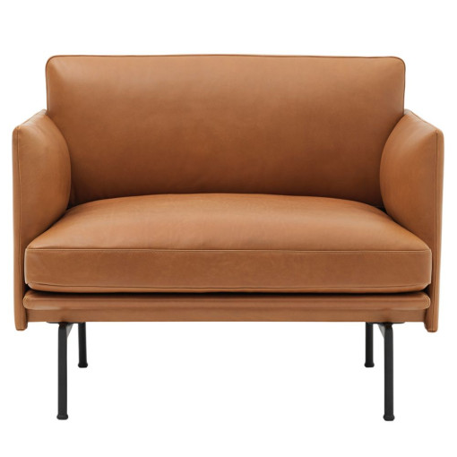 Outline fauteuil Cognac Silk leather