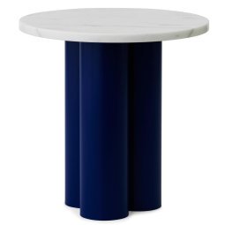 Dit bijzettafel bright blue white carrara