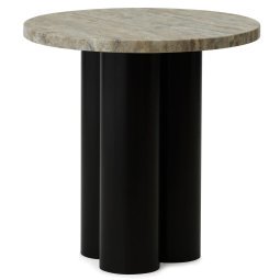 Dit bijzettafel brown travertine silver